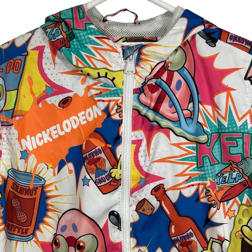 Nickelodeon SpongeBob SquarePants‎ Windbreaker Jacket Kids 10/12 Hooded AOP